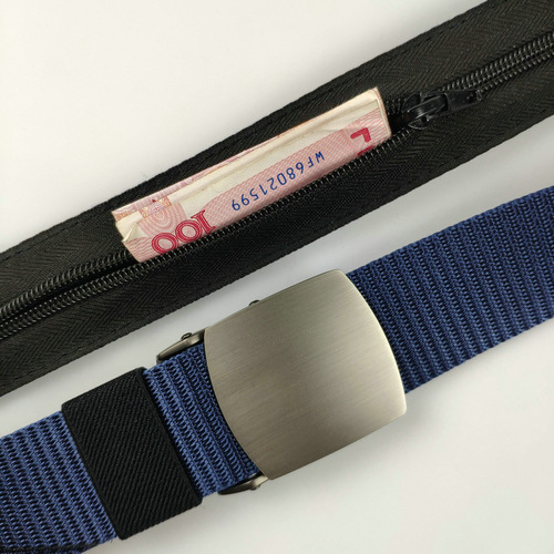 Supply of 3.8CM tank pattern alloy buckle hidden money belt men's outdoor invisible zipper money bag belt