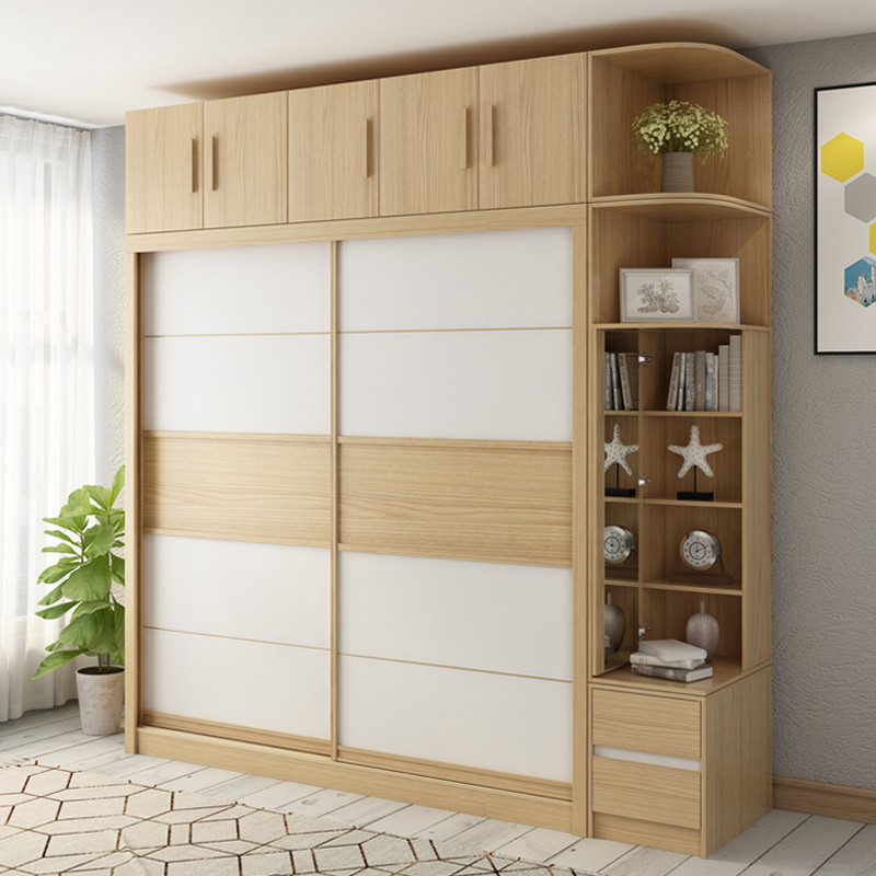 modern Simplicity Sliding door wardrobe Northern Europe Economic type household bedroom cabinet Assemble woodiness Sliding door overcoat