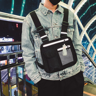 Hong Kong Style Bag 20 Trendy Cool Motorcycle Vest Neutral Backpack Korean Style New Casual Distinctive Backpack Korean Style Trendy