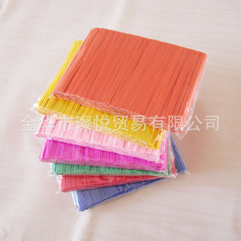 批发9CM彩色牛皮纸铁丝扎带扎丝绑丝适用于食品烘焙包装礼品束口|ms