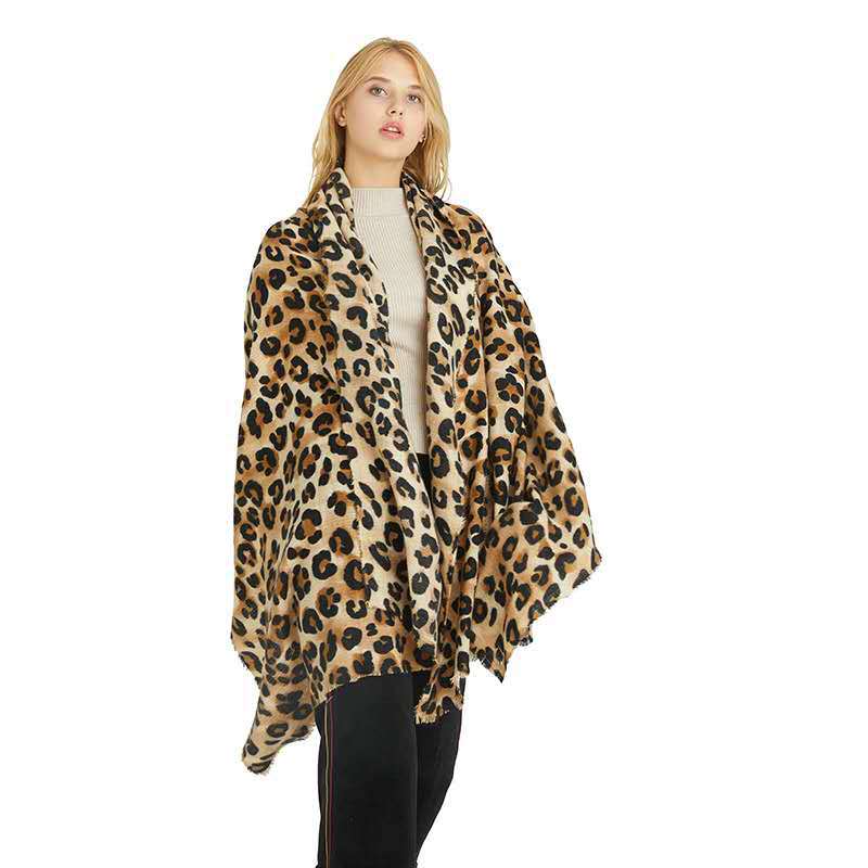 New European And American Fashion Leopard Imitation Cashmere Scarf Classic All-match Shawl Student Warm Scarf Women Wholesale