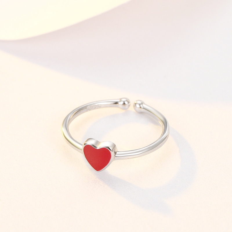 2g Weight Open Rings Classification Adjustable Ring Size 1 Piece Quantity Daily, Date Occasion 925 Sterling Silver Material Heart Shape Pattern All Seasons Season Women's Gender Simple Style, IG Style Style 925 Sterling Silver Heart Shape Open Rings 925 Sterling Silver Rings 无