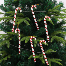 跨境批发圣诞树拐杖圣诞老人装饰道具圣诞挂件圣诞礼物装饰品6个