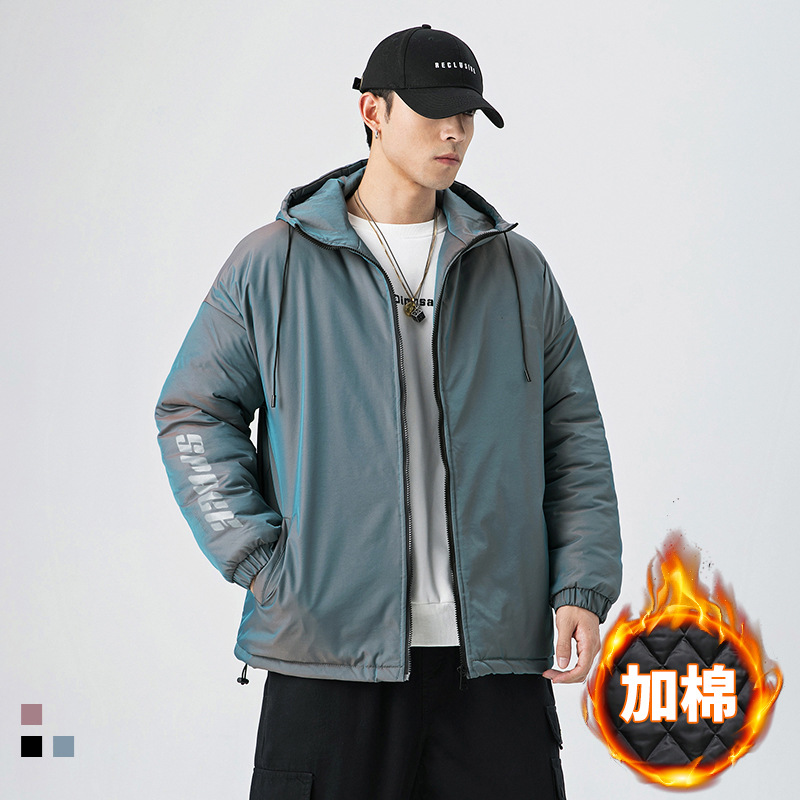 Hanlu Japanese Menswear 2020 winter new pattern Cotton lovers Trend Reflective Hooded cotton-padded clothes Jacket coat