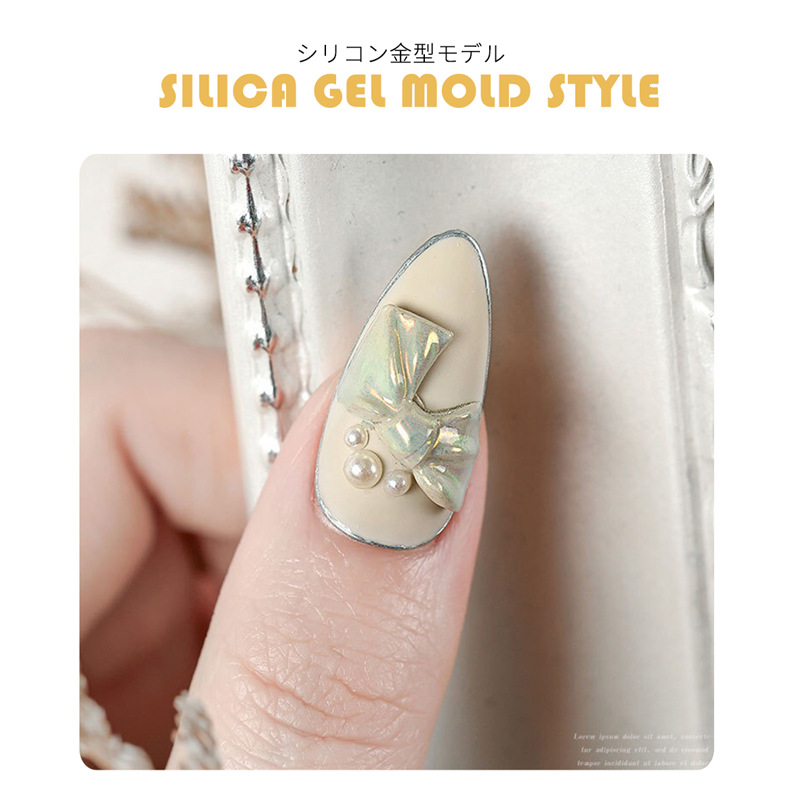 Estilo japonés de uñas de silicona tallada molde oso arco Daisy 3D pegamento de fototerapia relleno tallado Plantilla