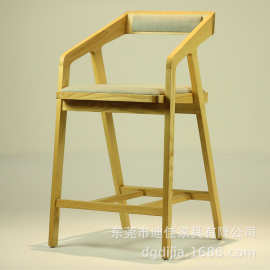 迪佳批发白蜡木吧椅扶手酒吧椅单人椅家用靠背高脚椅定制