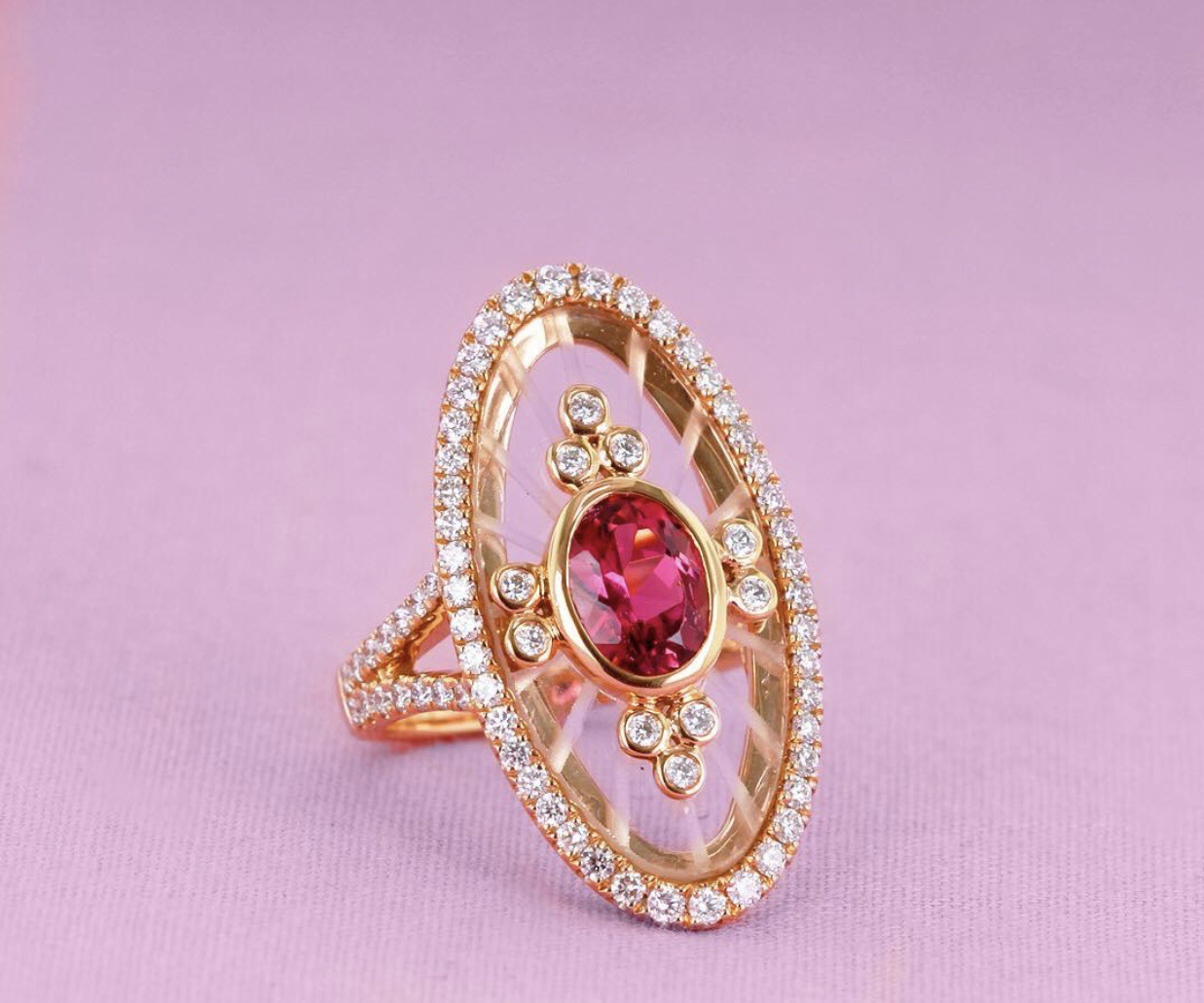 Elegant Retro Luxurious Oval Flower Alloy Plating Inlay Artificial Gemstones Women's Rings display picture 4
