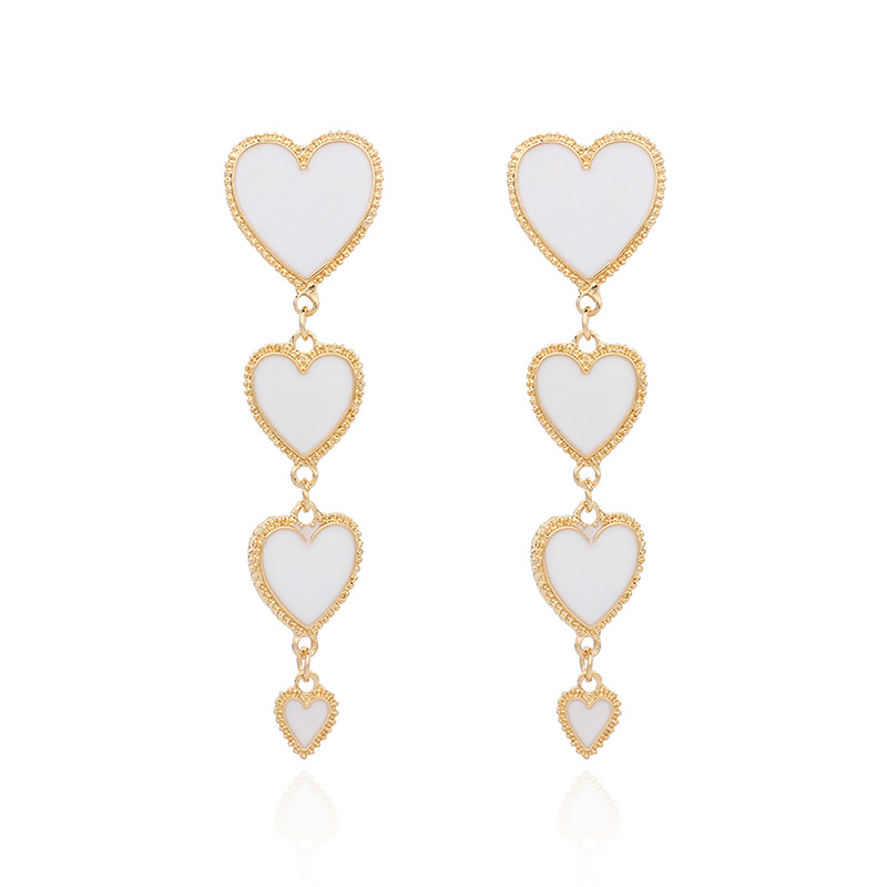 19g Weight Earrings, Ear Studs Classification Wedding, Travel Occasion Alloy Material Heart Pattern Women'S Gender Fashion Style White, Red, Black Color Fashion Heart Alloy Drop Earrings 10