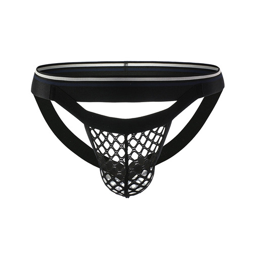Wholesale fishnet men's underwear thin large mesh butt exposed U convex breathable low waist large size doublet foreign trade