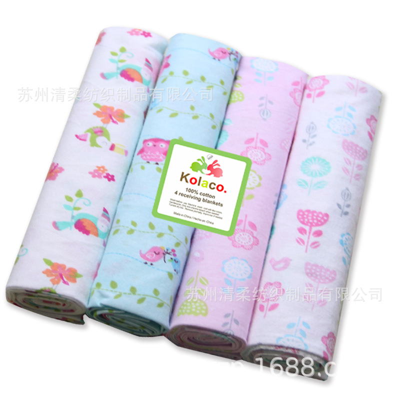 flannel blanket 棉法兰绒婴儿包布 绒布 棉毯4条装襁褓用品-阿里巴巴