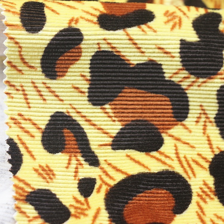 印花涤弹力抽条天鹅绒面料针织涤氨纶抽针分散印花仿棉天鹅绒布