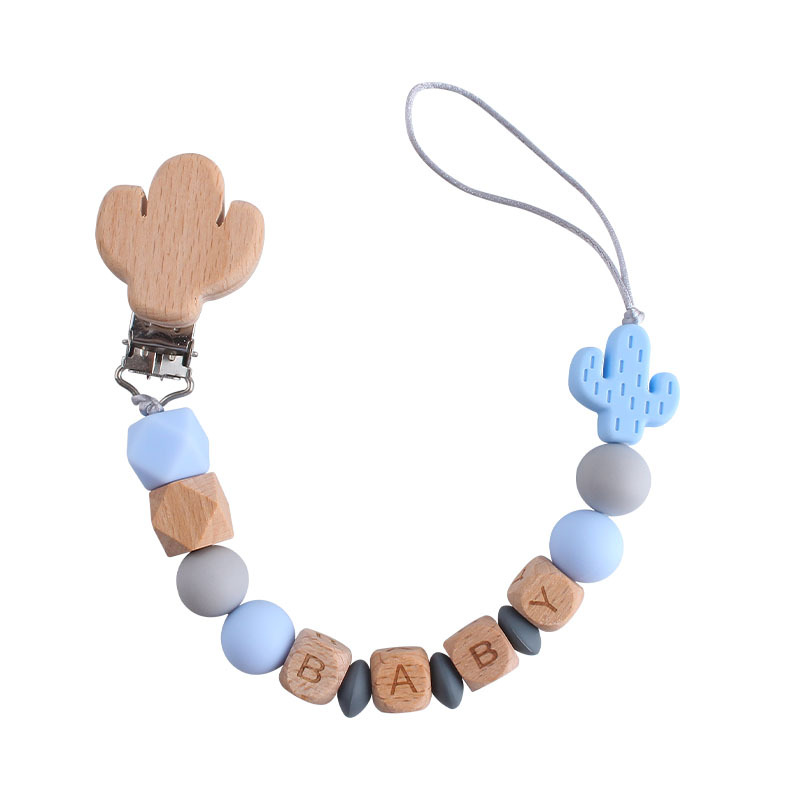 DIY creativo de dibujos animados haya cactus chupete clip de silicona cactus teether nombre del bebé personalizado Cadena de chupete
