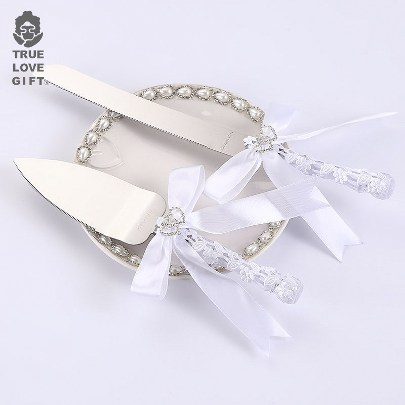 蝴蝶结双心婚礼蛋糕刀铲婚礼现场道具生日蛋糕货源稳亚马逊定热销|ru