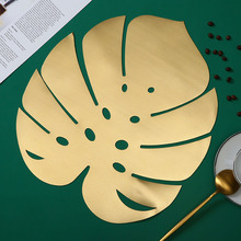 PVC烫金孔洞叶镂空餐垫隔热家居装饰发泡树叶餐垫龟背叶西餐垫