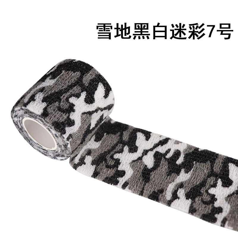 Fábrica sin pegamento cinta de camuflaje telescópica autoadhesiva tela no tejida caza al aire libre caza camuflaje cinta de montar