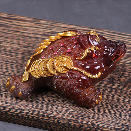 Direct Manufacturer Sales Golden Toad Tea Pet Ornament Color-Changing Tea Ceremony Accessory Fine Tea Toy Creative Eco-Friendly Fortune-Bringing Resin Tea Pet