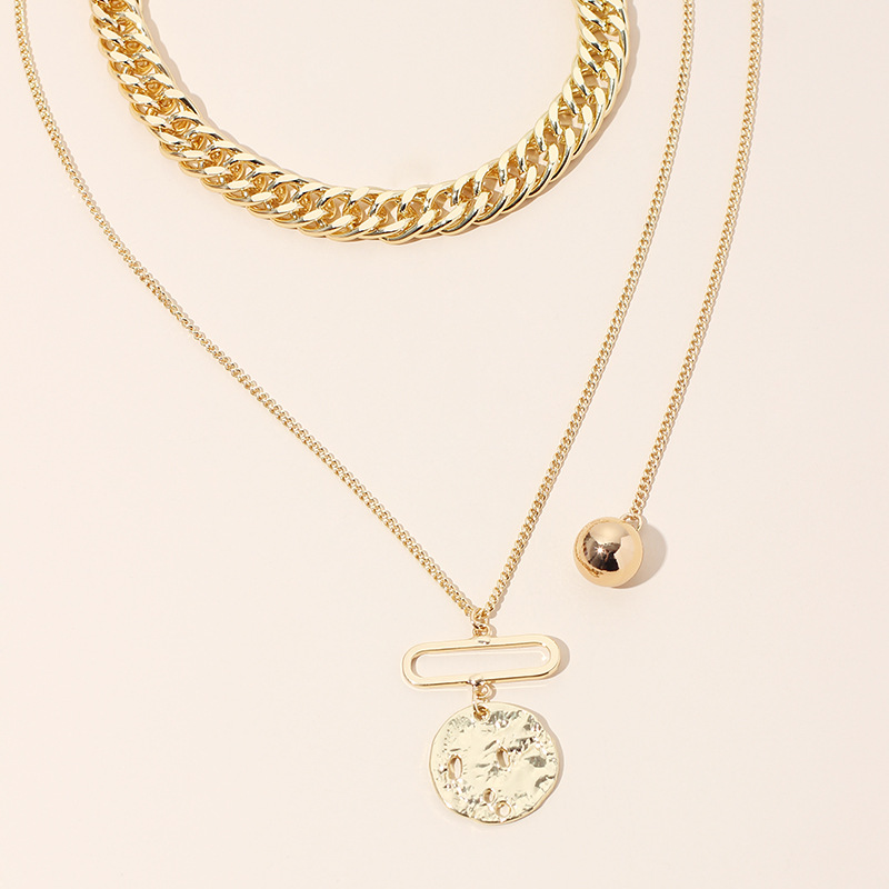 70g Weight Necklace Classification Wedding, Travel Occasion Alloy Material Women'S Gender Simple Style Style White, Gold Color Multi-layered Retro Chain Necklace Women Tide Fashion Personality Hip Hop Medal Pendant Clavicle Chain 5