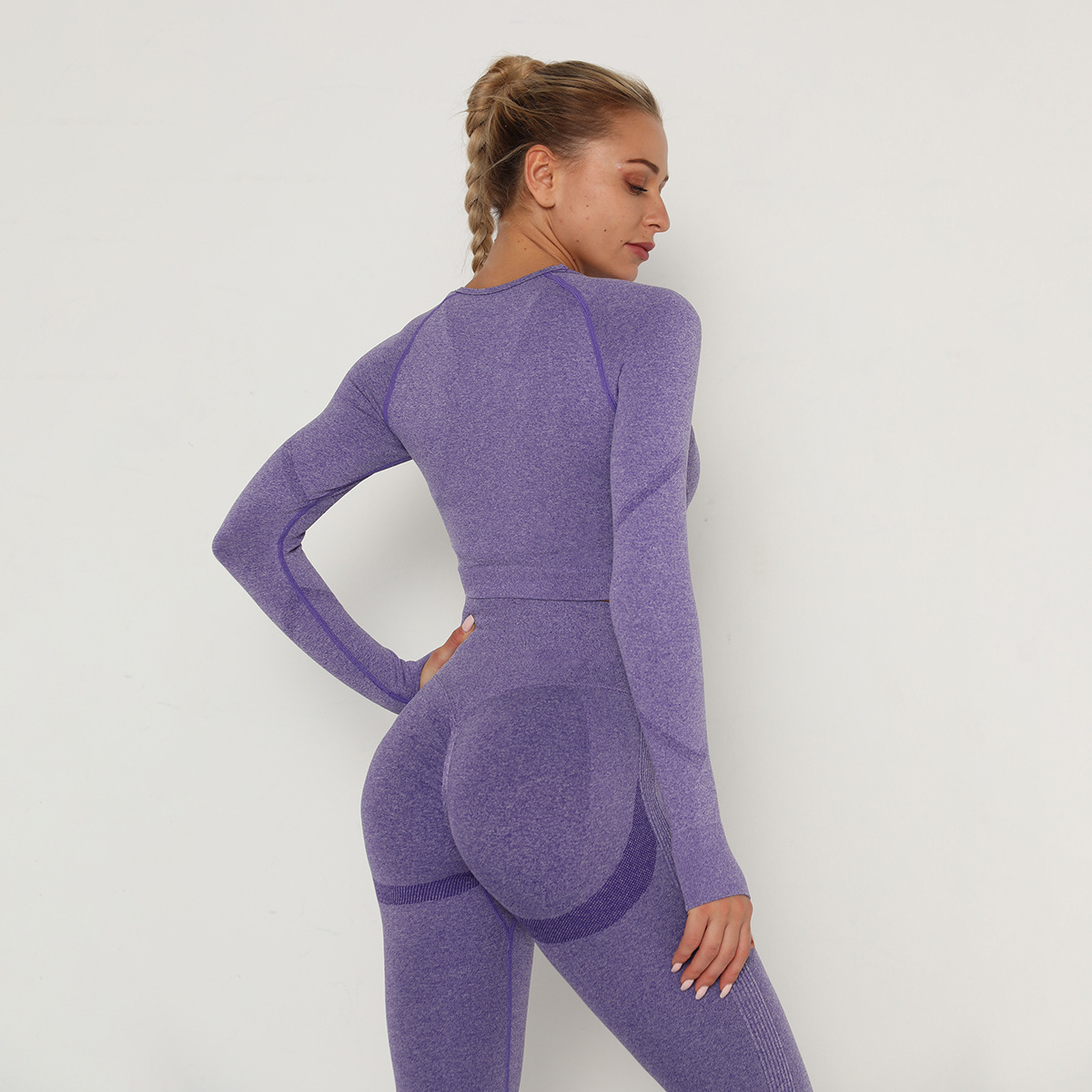 seamless high-stretch folds quick-drying long-sleeved fitness top NSNS11001