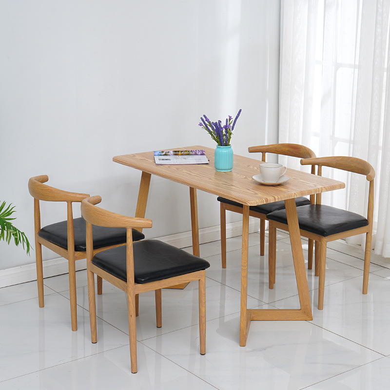 modern Simplicity Complete dining table and chair Snack bar Northern Europe dining table and chair combination Tea shop Iron art Horn Chair wholesale