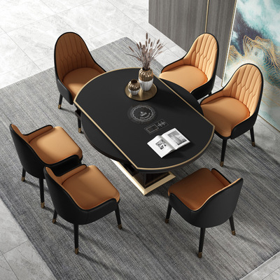 智能餐桌椅组合多功能可伸缩折叠圆形电磁炉小户型家用后现代圆桌