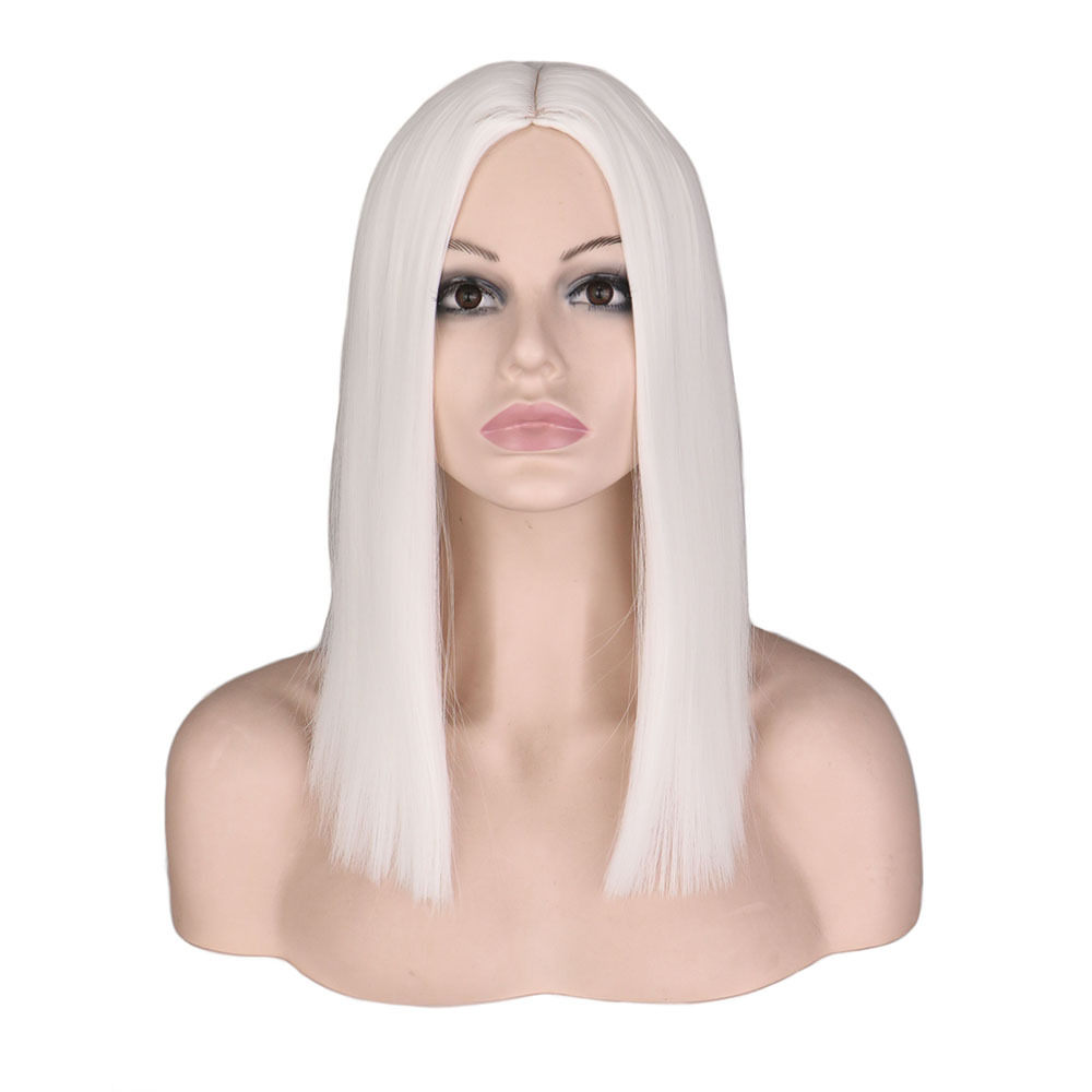 European American Fashion Personality Female Blonde Short Middle-part Wig display picture 2