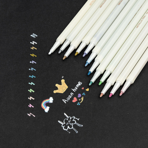 Fire paint seal coloring pen black cardboard photo paper hard-head marker metal pen pearlescent water-based paint pen