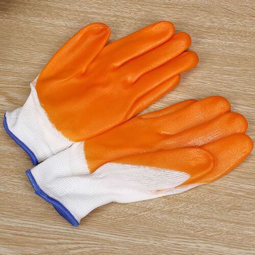 White gauze PVC yellow rubber gloves flat hanging full hanging orange gauze full hanging rubber tendon labor protection gloves two dollar store hot sale