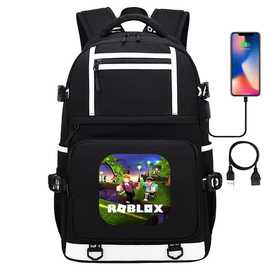 潮流热销ROBLOX游戏USB青少年学生书包男女双肩背包休闲旅行包