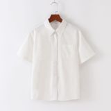 Factory spot wholesale Japanese Orthodox student pointed neck round neck jk White short sleeve shirt overalls