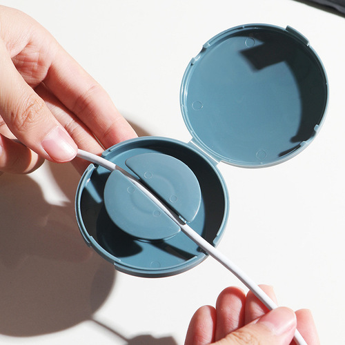 Cross-border round rotatable headphone data cable storage box mini multi-function computer desktop cable winder