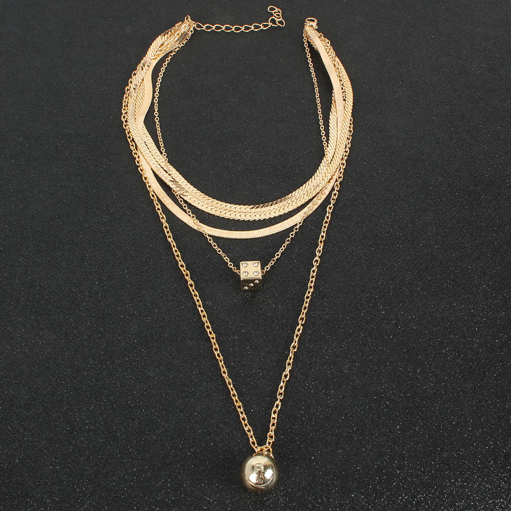 Alloy Dice Ball Pendant Golden Simple Multi-layered Necklace display picture 3