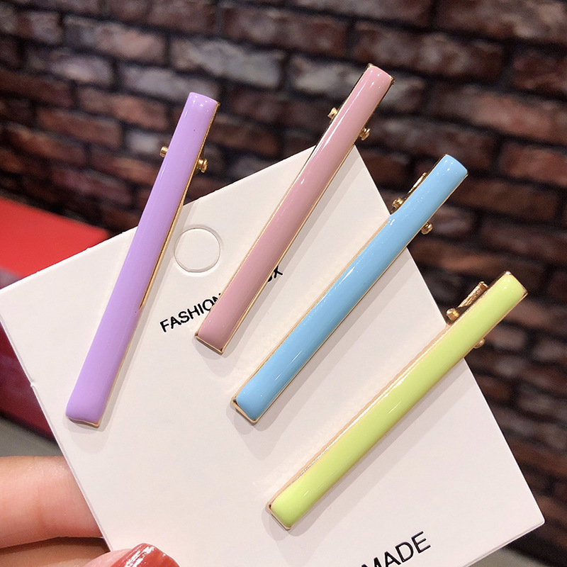 korean fashion Cute  candy color hairpin dripping oil word clip hairpin girl  colorful simple side clip set wholesale1