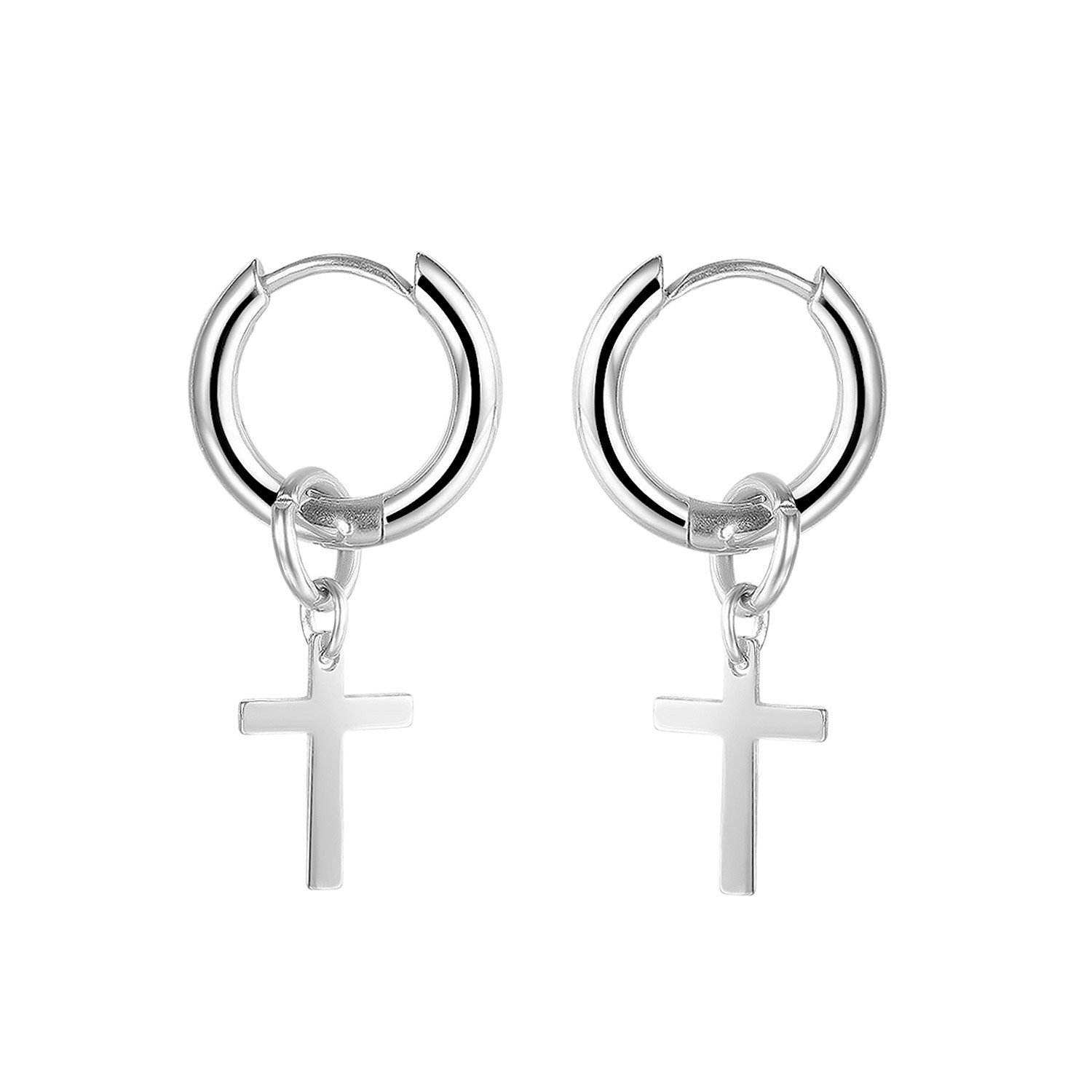 Amazon Earrate wholesale minimalist personality men's titanium steel cross earrings cross-border net red live jewelry