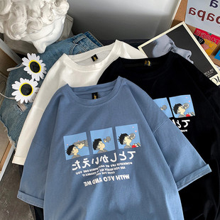 Брендовая футболка с коротким рукавом для школьников, жакет подходит для мужчин и женщин, популярно в интернете, в корейском стиле