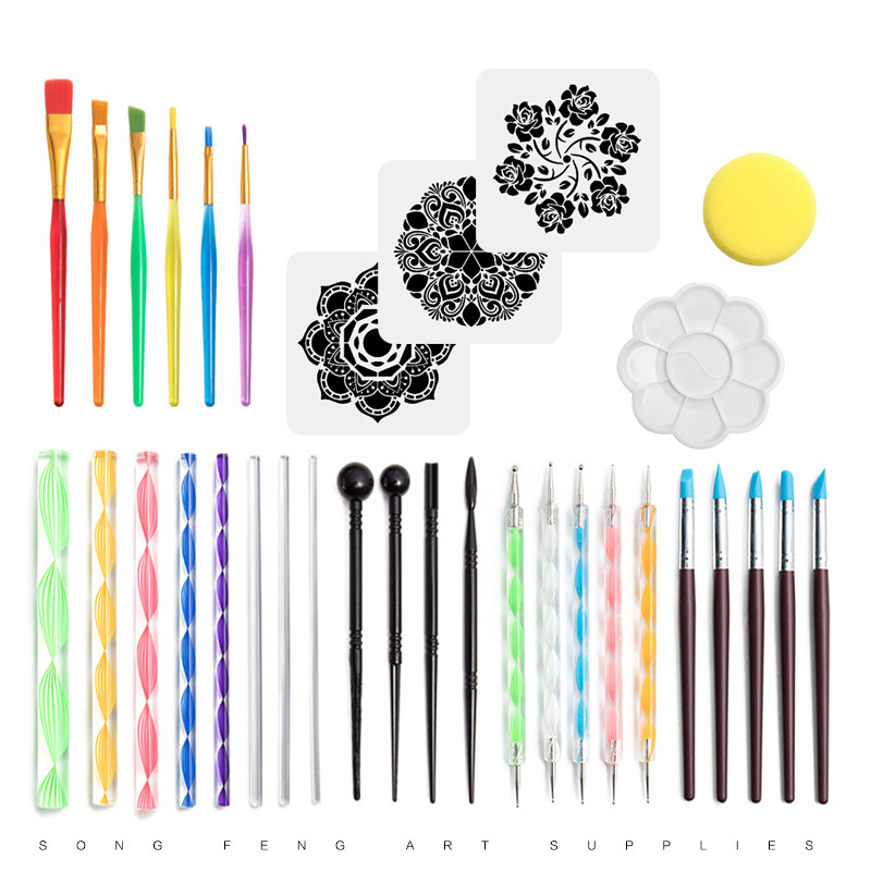 Set, template, clay, eraser, 33 pieces, graffiti