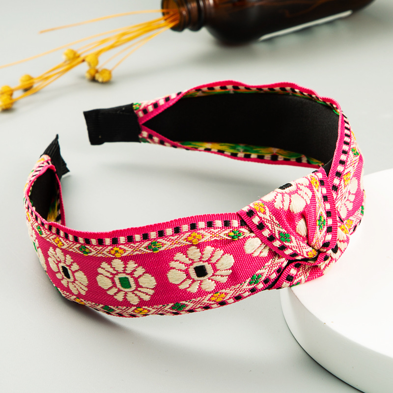 Fashion Elements Fabric Individuality Ethnic Embroidery Flower Headband Wholesale display picture 8