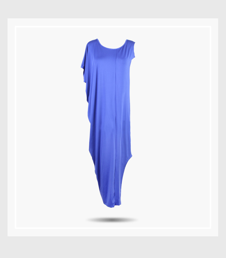 plus size irregular elastic solid color long dress NSJR30273