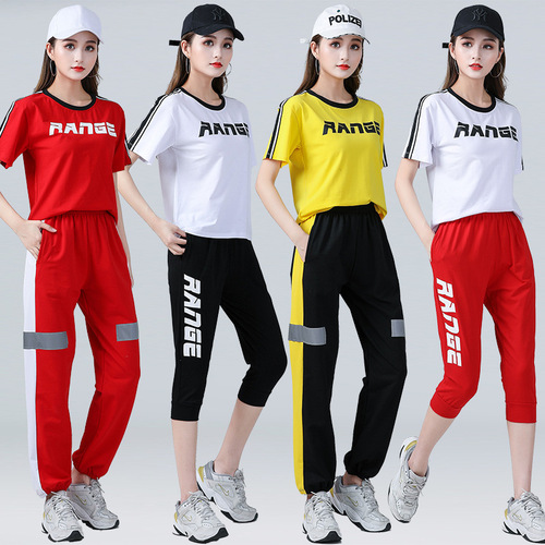 Relaxed Ghost Step Dance Exercise Suit for Middle-Aged and Elderly - Summer Square Dance New Short-Sleeve Sports Clothing