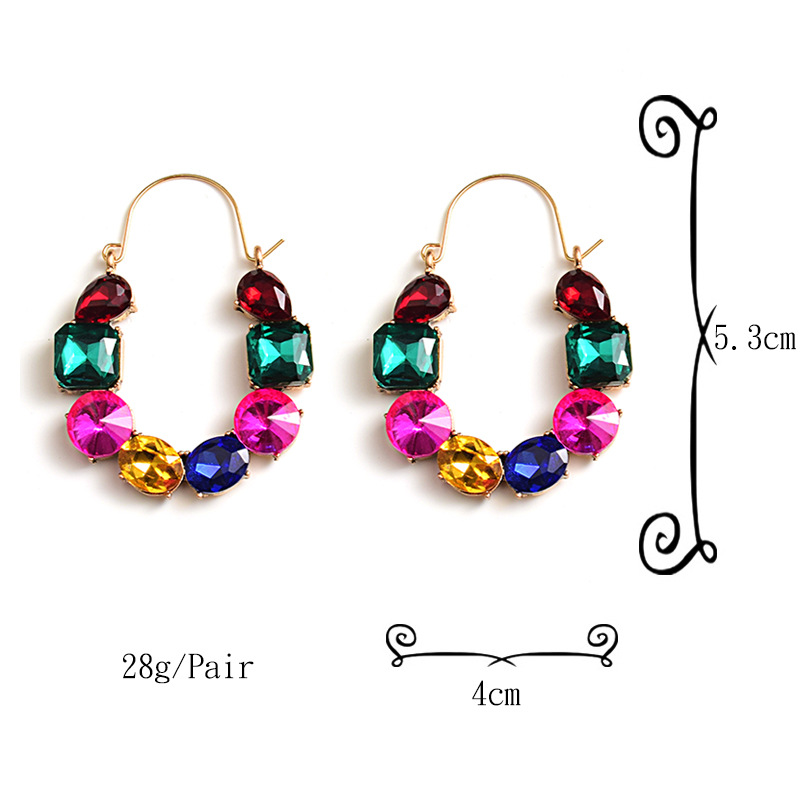 27g Weight Zircon Inlay Material Earrings Classification 1 Pair Quantity Holiday, Shopping Occasion Alloy Material Geometric Pattern Women's Gender Plating, Inlay Design Retro, Roman Style Style 1 Pair Retro Roman Style Geometric Plating Inlay Alloy Zircon Earrings 无
