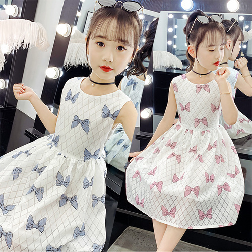 Girls' Cotton Skirt 2024 New Summer Clothes for Children, Medium and Large Children, Western Style Floral Cotton Dress, Long Skirt, Full Cotton Skirt