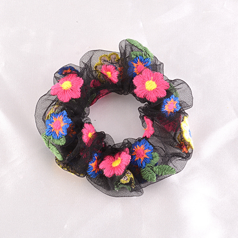 Korean Fairy Embroidery Daisy Hair Scrunchies display picture 7