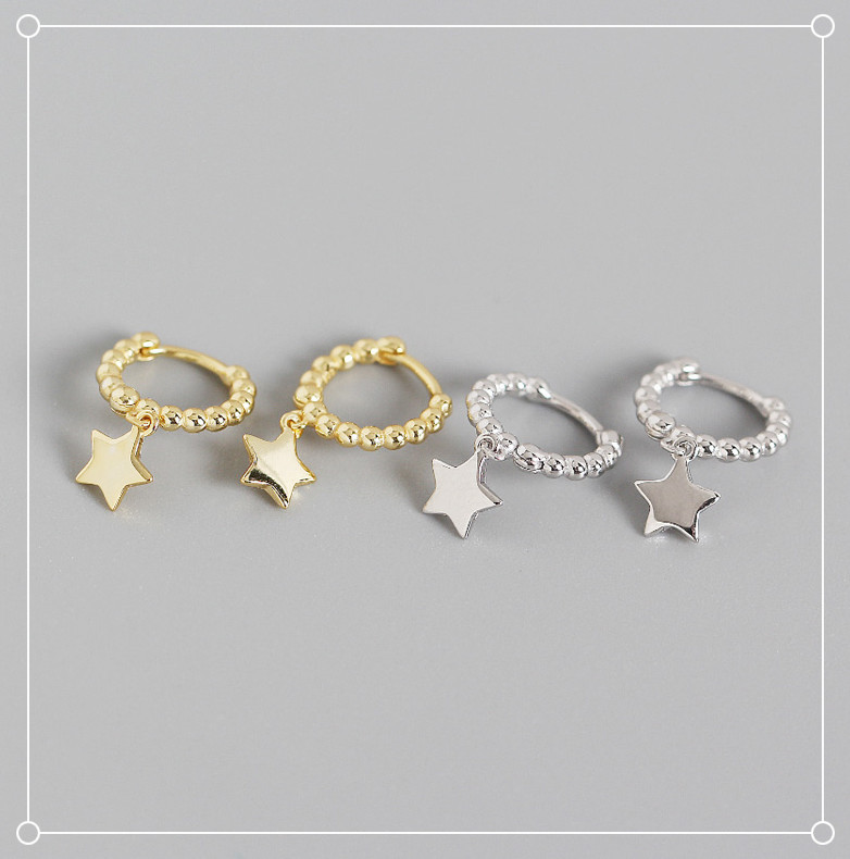 2g Weight 0.03µm Gold Plating Thickness Electroplating Gold Plating Process 925 Sterling Silver Ear Needle Material 18K Real Gold Plated Plating Material No Inlaid Inlay Material Earrings Classification Yhe0286 S925 Sterling Silver Minimalist Round Beads Stars Silver Stud Earrings