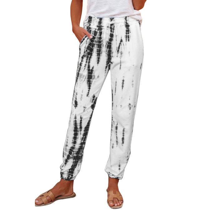 autumn new printed lace-up casual versatile trousers  NSKX5949