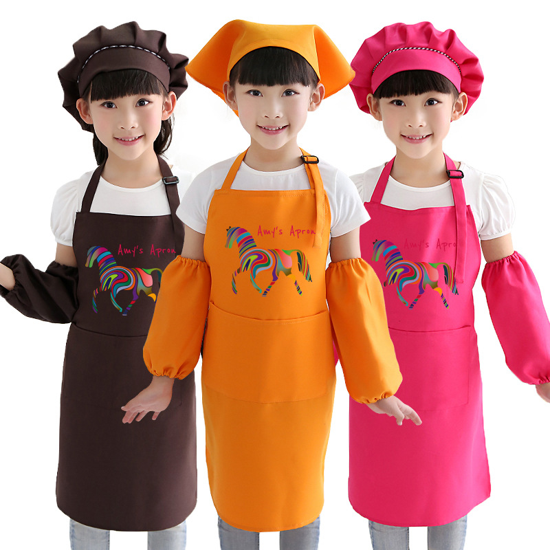 Los niños de dibujos animados arte pintura ropa Rainbow pony dibujos animados delantal oversleeve arte hecho a mano delantal impresión