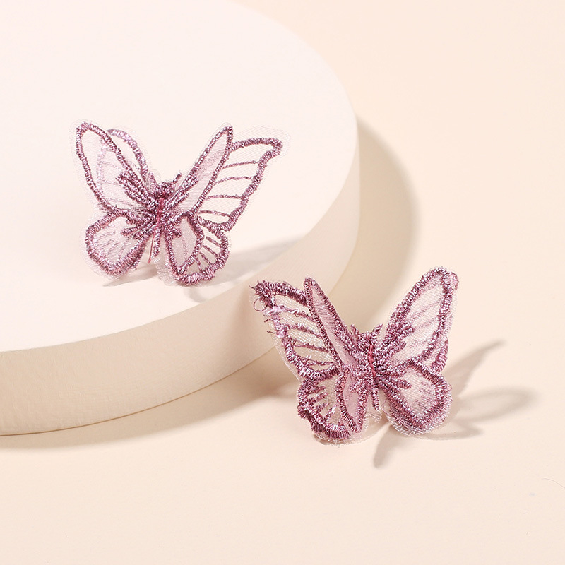 8g Weight Korea New Trendy Three-dimensional Chiffon Butterfly Earrings Fashion Earrings Wholesale Nihaojewelry