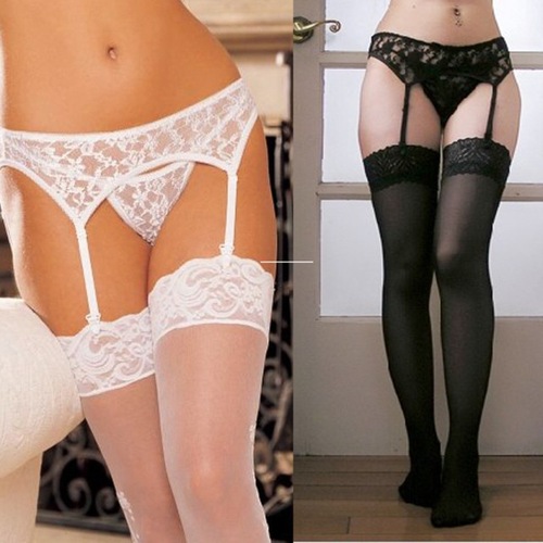 Sexy transparent garter stockings with panties, women's adult erotic lingerie set, dropshipping 20129