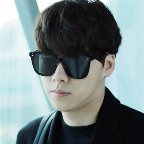 Reinforced glass sunglasses for men, large frame, stylish model, non-prescription, glass mirror surface, square frame