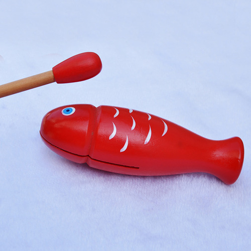 Red wooden fish toy percussion instrument, wooden fish-shaped clapper, children's kindergarten preschool Orff instruments, educational teaching aids