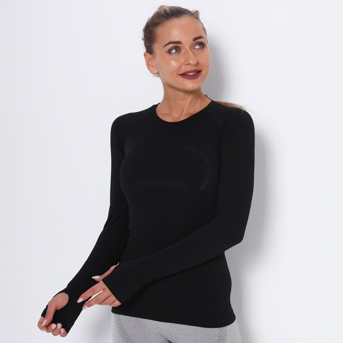 Long Sleeve Quick-drying Round Neck Yoga T-shirt  NSNS11047