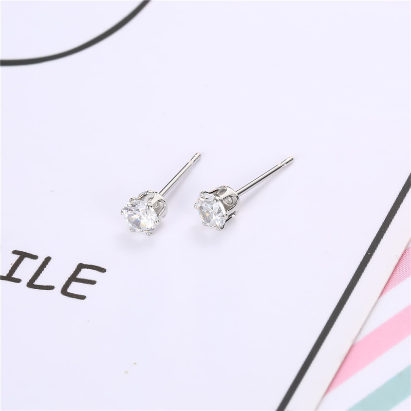 4mm Jewelry Simple Zircon Earrings Minimalist Word Ear Bone Needle Mini Earrings Wholesale Nihaojewelry display picture 3